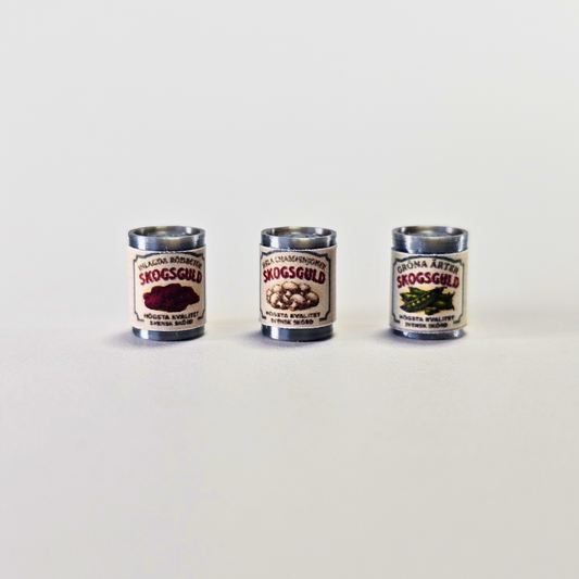 Miniatyr konservburkar (Set om 3) – Skala 1:12