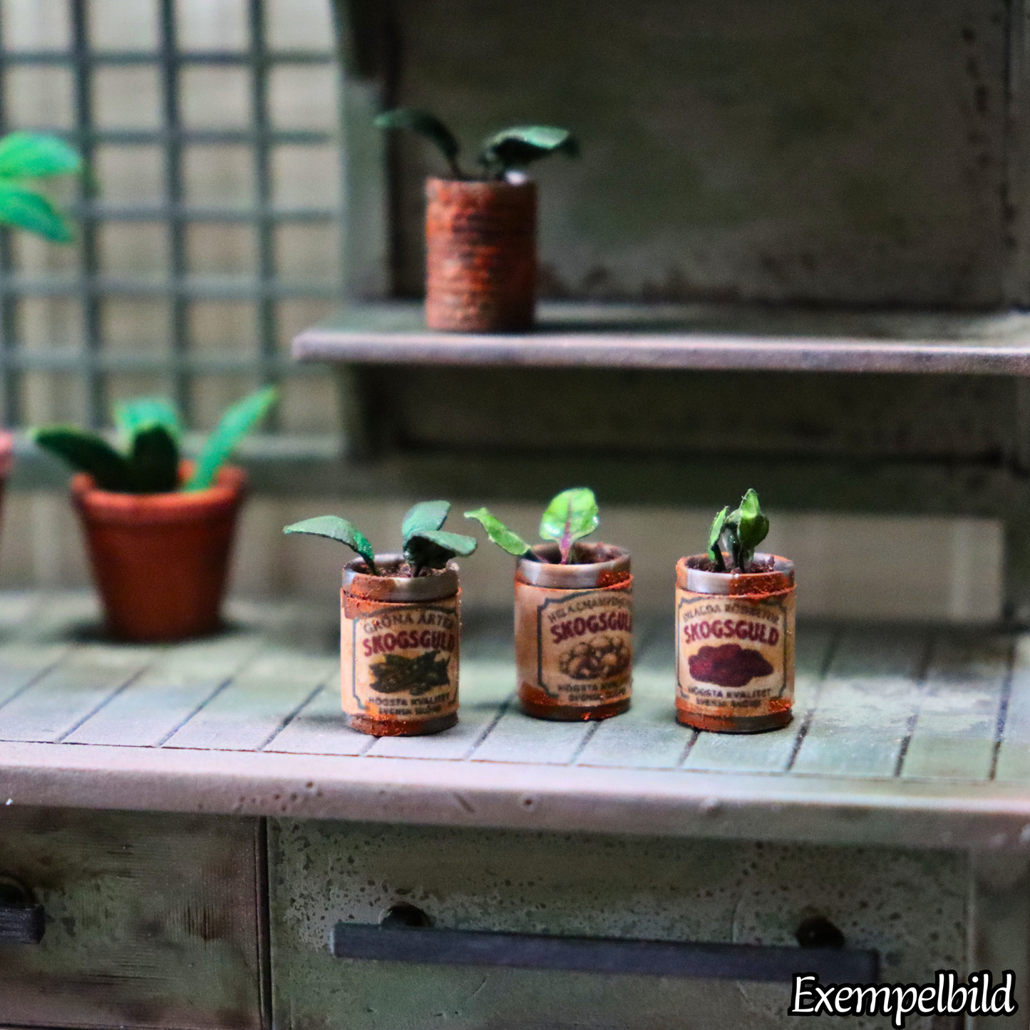 Miniatyr konservburkar (Set om 3) – Skala 1:12