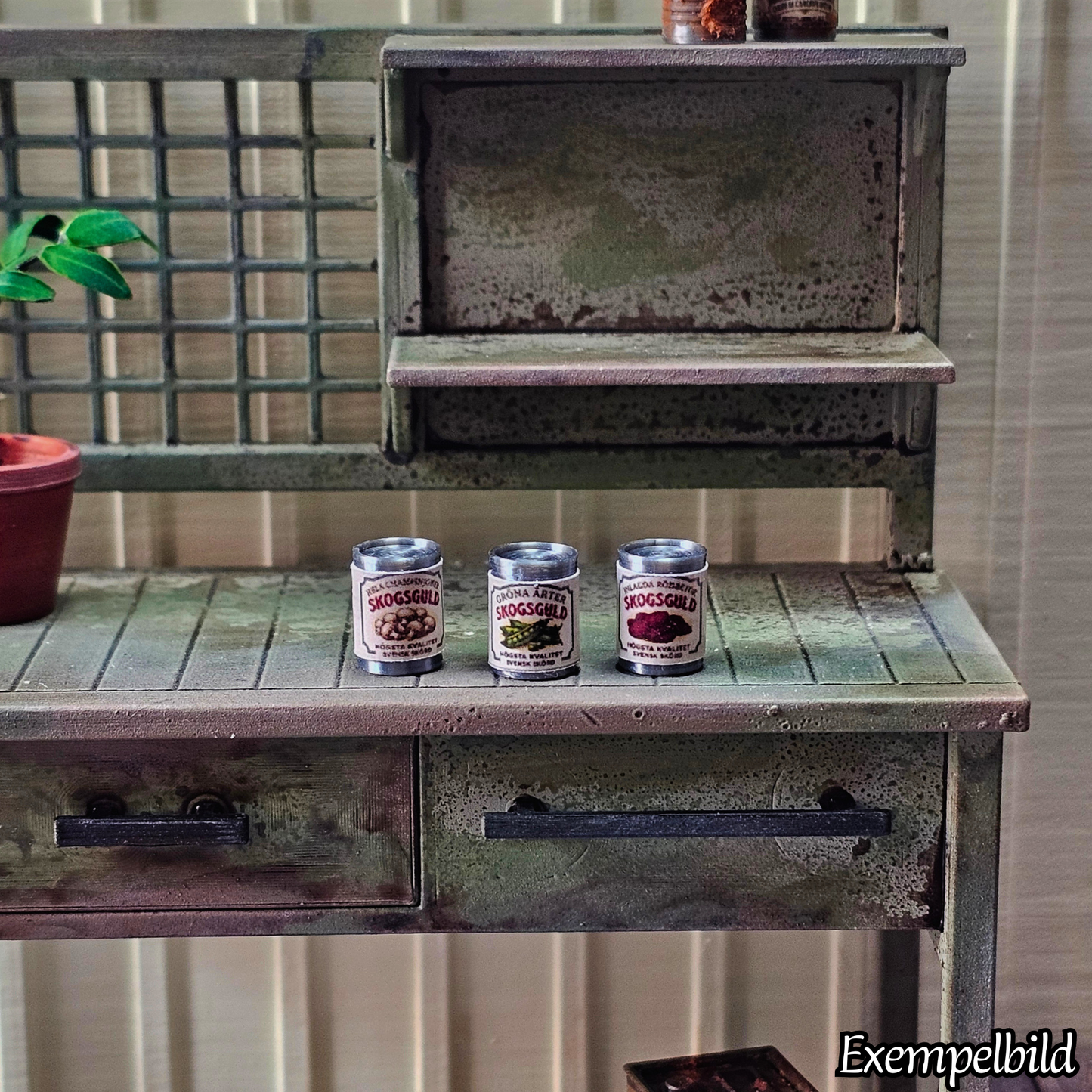 Miniatyr konservburkar (Set om 3) – Skala 1:12